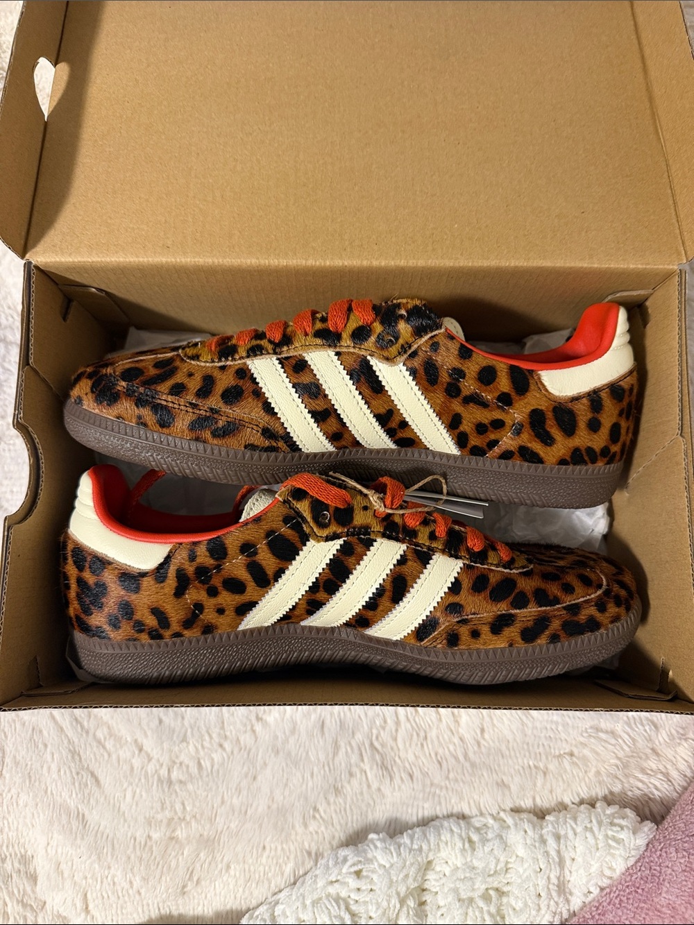 adidas Leopard Print Samba Sneakers - Brown/Cream/Orange